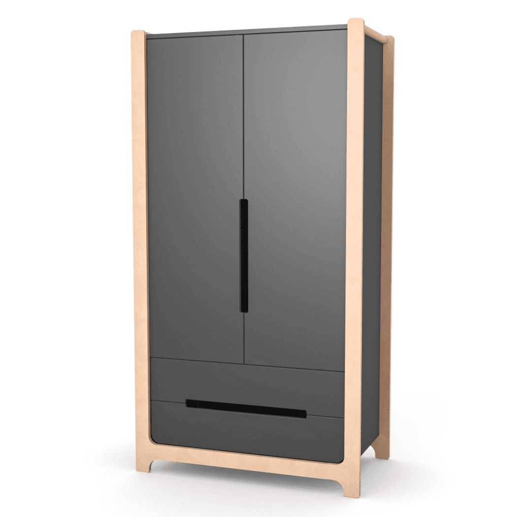 Dětska šatní skřín Markito 950 Gekko Kids, Tmavě šedá / Přírodní buk